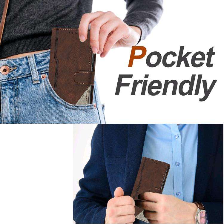 For Ulefone Note 20 Pro Color Matching Buckle Clasp Vegan Leather Phone Case(Brown)