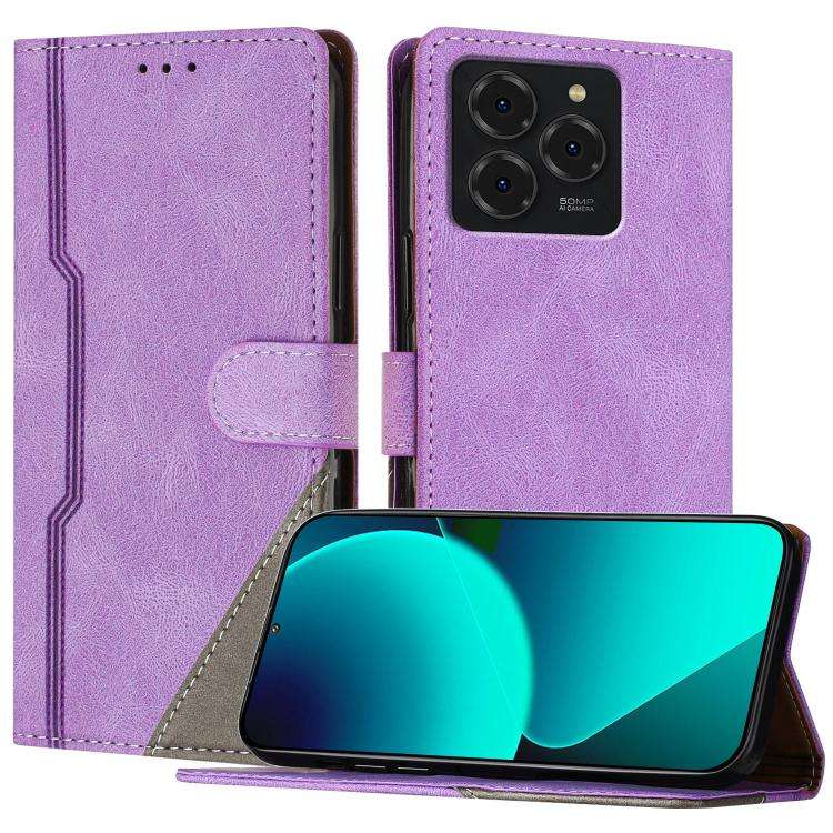 For Ulefone Note 20 Pro Color Matching Buckle Clasp Vegan Leather Phone Case(Purple)