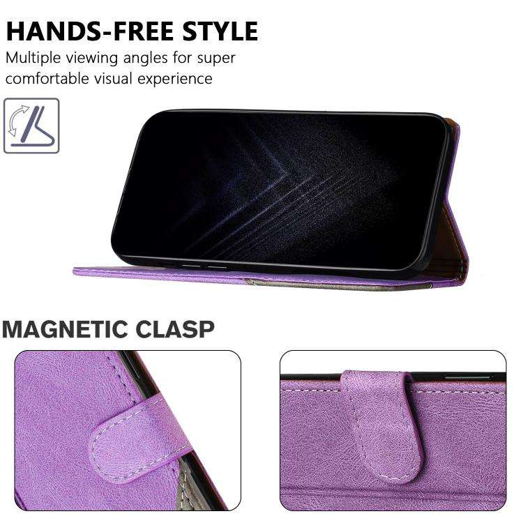 For Ulefone Note 20 Pro Color Matching Buckle Clasp Vegan Leather Phone Case(Purple)