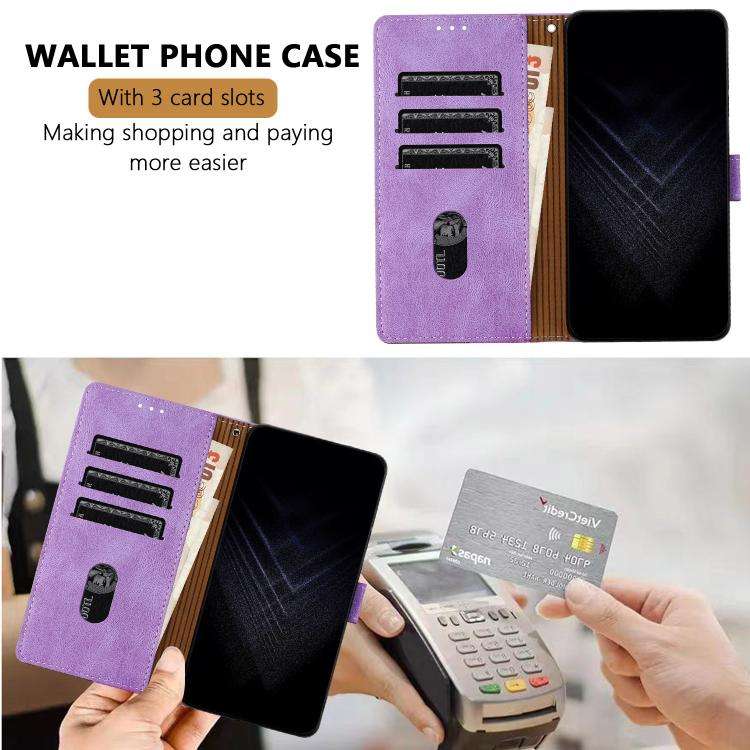 For Ulefone Note 20 Pro Color Matching Buckle Clasp Vegan Leather Phone Case(Purple)