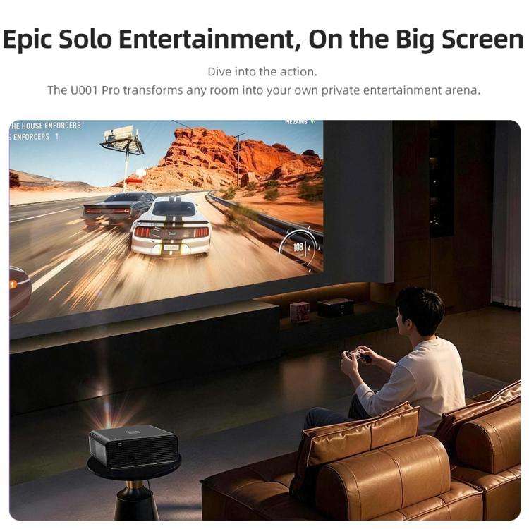 AUN U001 Pro 1080P 2050ANSI For Google TV Android 14 OS Smart Projector, Plug:US Plug(Black)