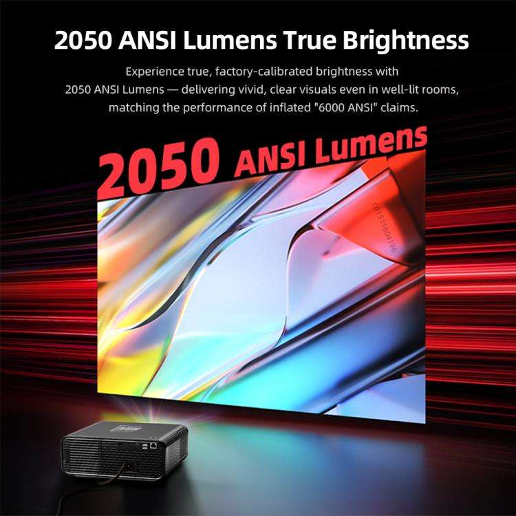 AUN U001 Pro 1080P 2050ANSI For Google TV Android 14 OS Smart Projector, Plug:US Plug(Black)