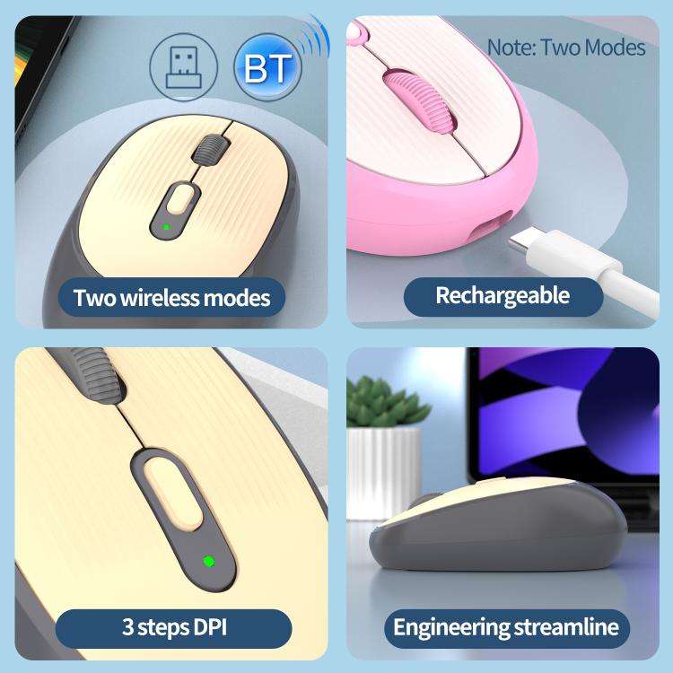 SHIPADOO W300 2.4G Wireless Dual-Mode Mouse(Pink)