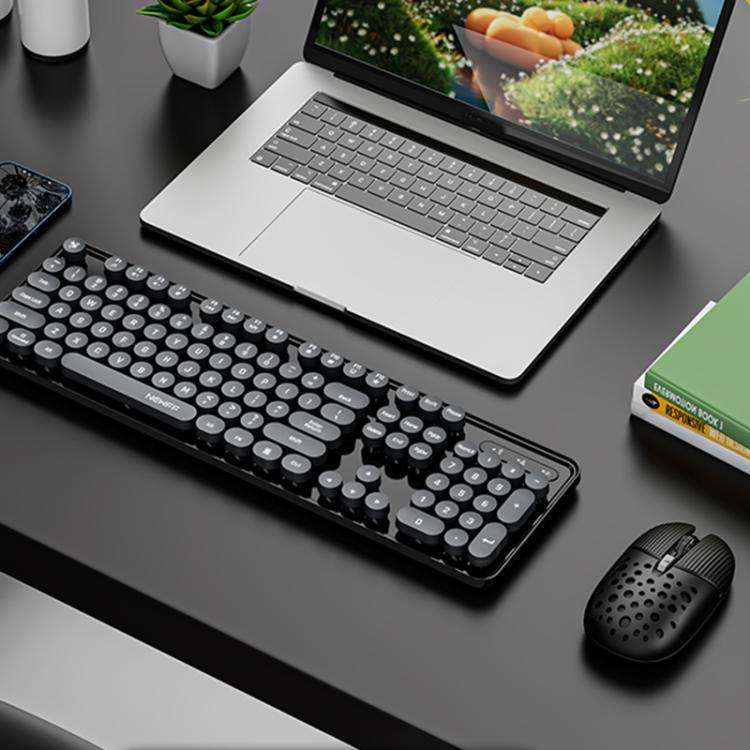 SHIPADOO EF128 2.4G 4800 DPI Wireless Keyboard Mouse Set, Solid Color Series(Black)