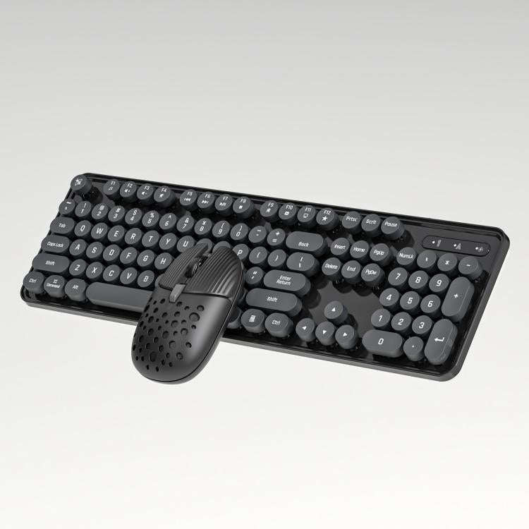 SHIPADOO EF128 2.4G 4800 DPI Wireless Keyboard Mouse Set, Solid Color Series(Black)