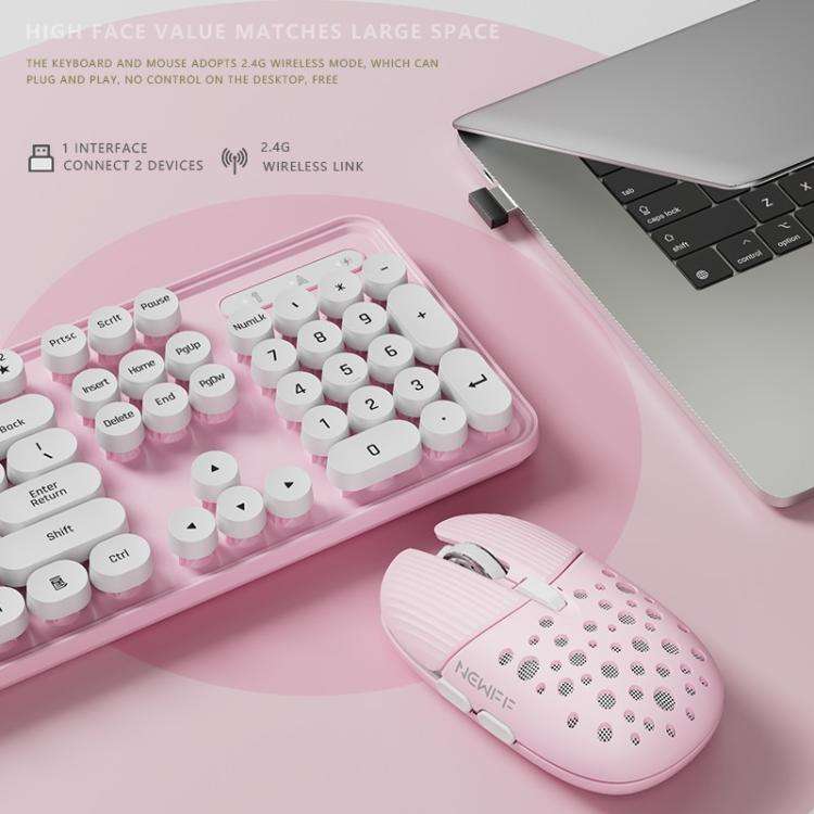 SHIPADOO EF128 2.4G 4800 DPI Wireless Keyboard Mouse Set, Solid Color Series(Pink)