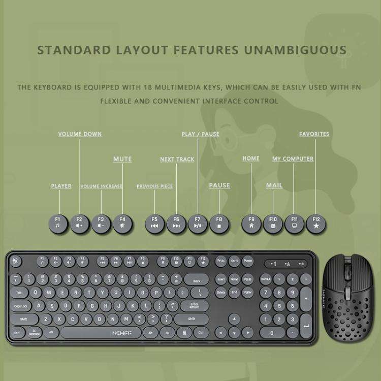 SHIPADOO EF128 2.4G 4800 DPI Wireless Keyboard Mouse Set, Solid Color Series(Green)