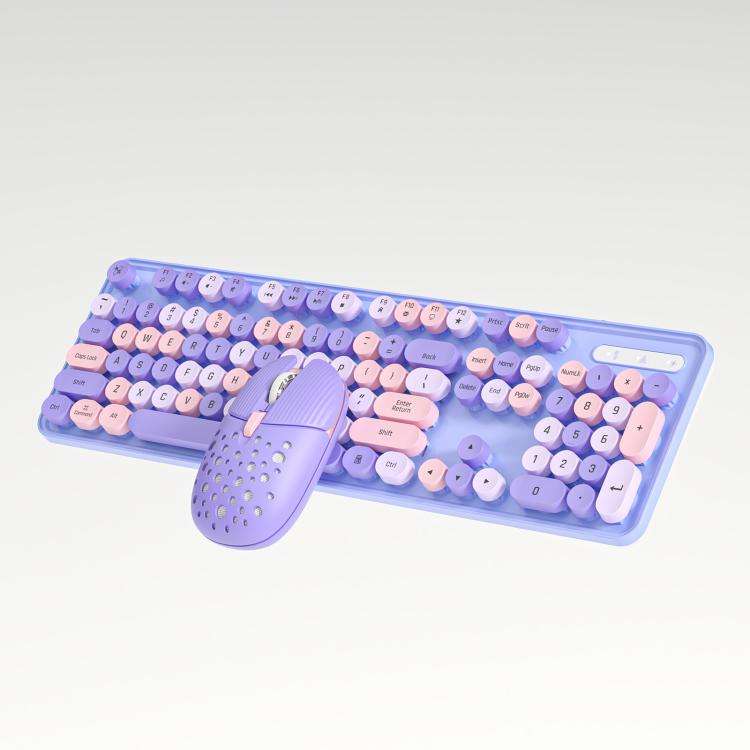 SHIPADOO EF128 2.4G 4800 DPI Wireless Keyboard Mouse Set, Color Mixing Series(Purple)