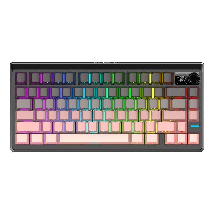 SHIPADOO JK750 Blue Switch RGB 79 Keys Three Modes Mechanical Keyboard(Black Pink)