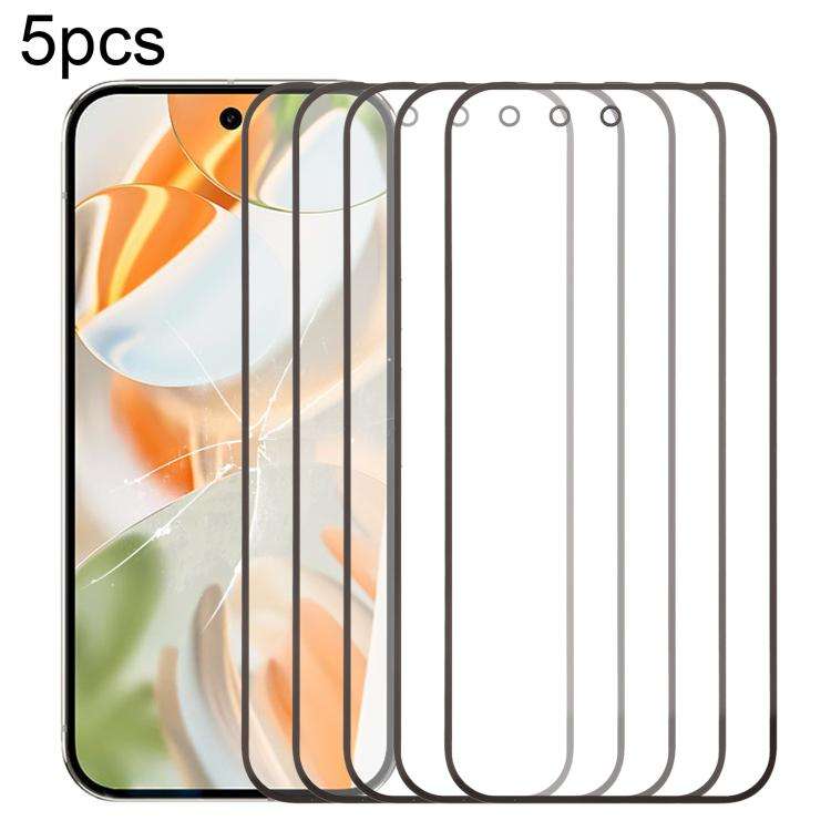For Google Pixel 9 Pro 5pcs Front Screen Outer Glass Lens with OCA Optically Clear Adhesive