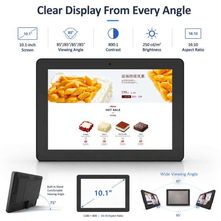 WF1036T 10.1 inch HD Touch Screen Digital Signage, 2GB+16GB, Android 11 RK3566 Quad Core, Plug:US...