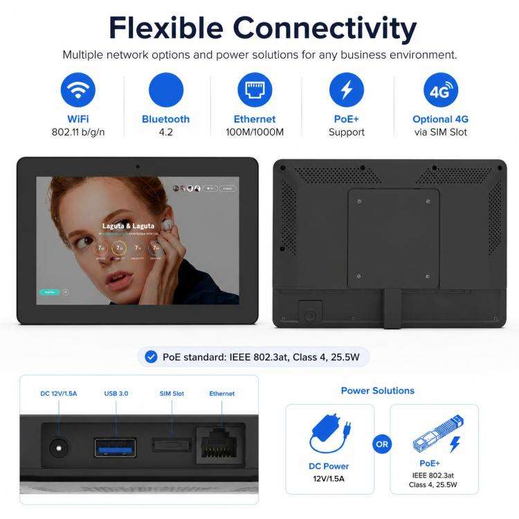 WF1036T 10.1 inch HD Touch Screen Digital Signage, 2GB+16GB, Android 11 RK3566 Quad Core, Plug:US...