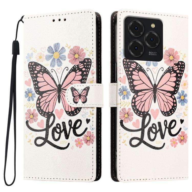 For Ulefone Note 20 Pro CH002 Colored Drawing Buckle Clasp Vegan Leather Phone Case(Pink Butterfl...