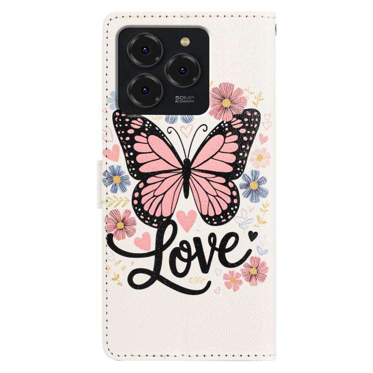 For Ulefone Note 20 Pro CH002 Colored Drawing Buckle Clasp Vegan Leather Phone Case(Pink Butterfl...