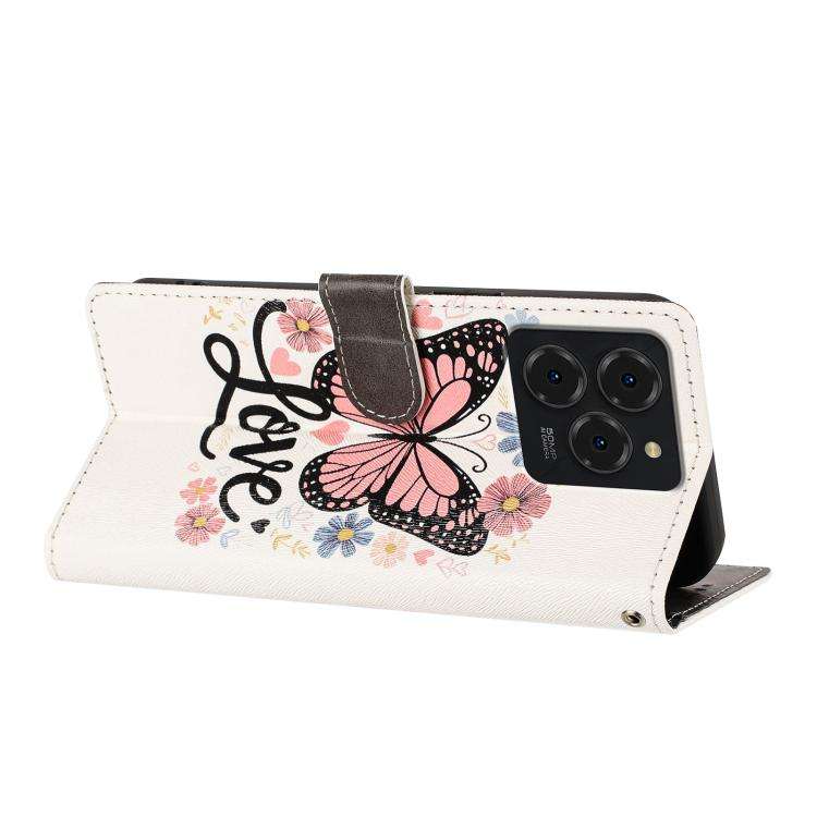 For Ulefone Note 20 Pro CH002 Colored Drawing Buckle Clasp Vegan Leather Phone Case(Pink Butterfl...