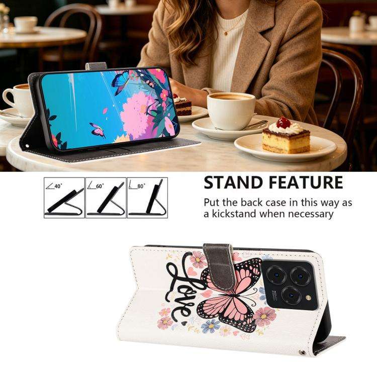 For Ulefone Note 20 Pro CH002 Colored Drawing Buckle Clasp Vegan Leather Phone Case(Pink Butterfl...