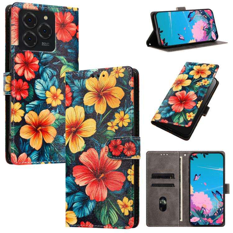 For Ulefone Note 20 Pro CH002 Colored Drawing Buckle Clasp Vegan Leather Phone Case(Hibiscus)