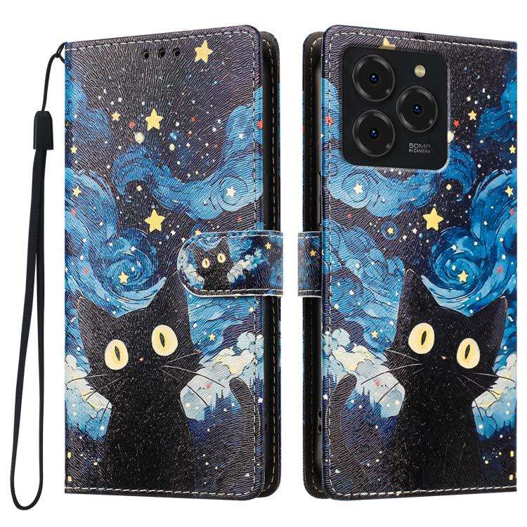 For Ulefone Note 20 Pro CH002 Colored Drawing Buckle Clasp Vegan Leather Phone Case(Star Cat)