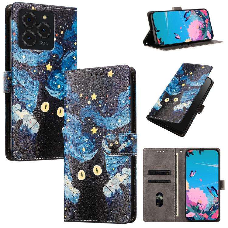 For Ulefone Note 20 Pro CH002 Colored Drawing Buckle Clasp Vegan Leather Phone Case(Star Cat)