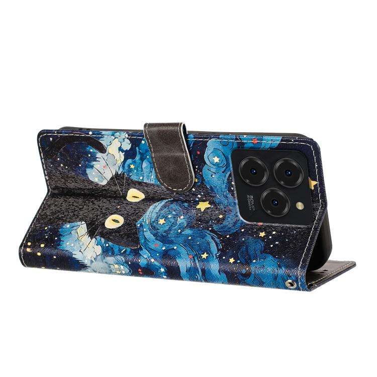 For Ulefone Note 20 Pro CH002 Colored Drawing Buckle Clasp Vegan Leather Phone Case(Star Cat)