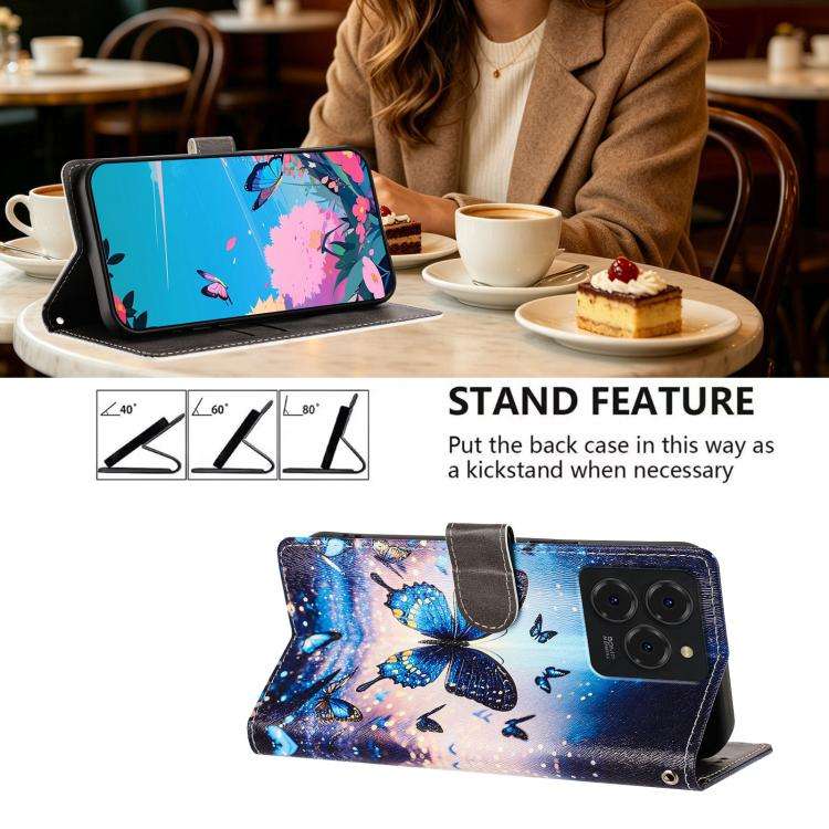For Ulefone Note 20 Pro CH002 Colored Drawing Buckle Clasp Vegan Leather Phone Case(Fluorescent B...