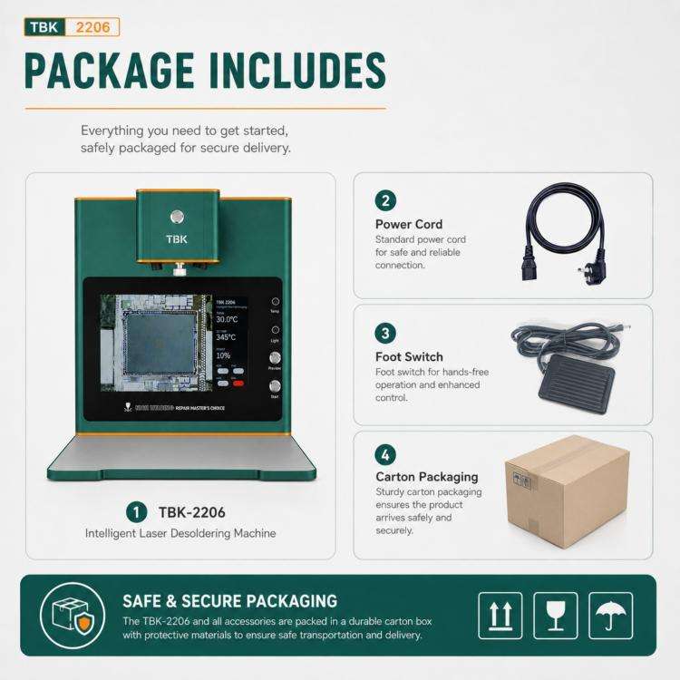 TBK TBK-2206 45W High-Power Intelligent Laser Desoldering Machine with HD Display, Plug:EU Plug