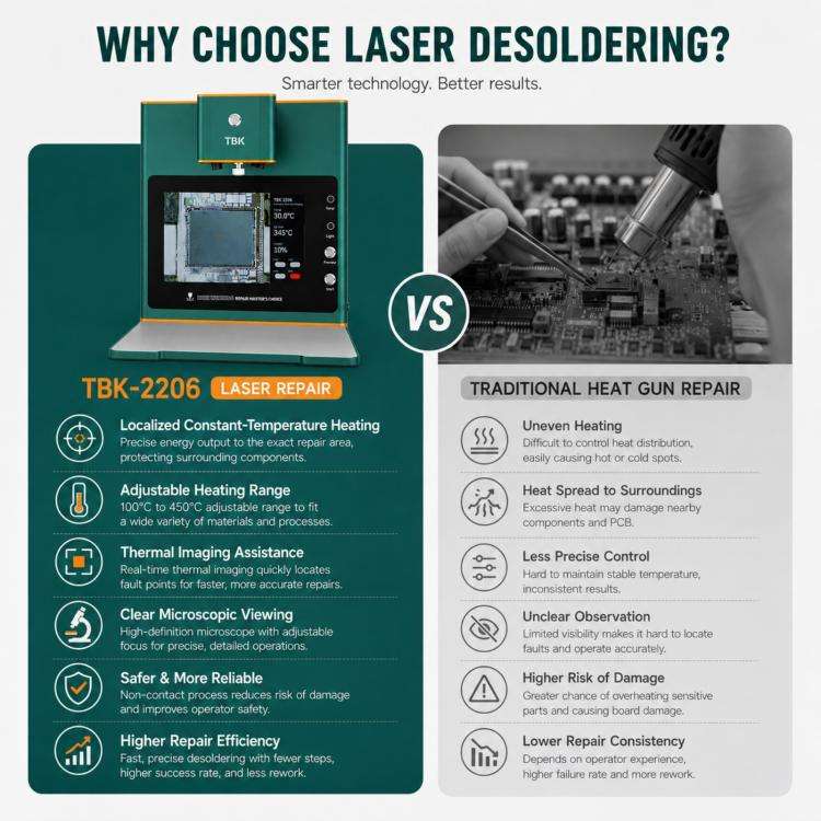TBK TBK-2206 45W High-Power Intelligent Laser Desoldering Machine with HD Display, Plug:EU Plug