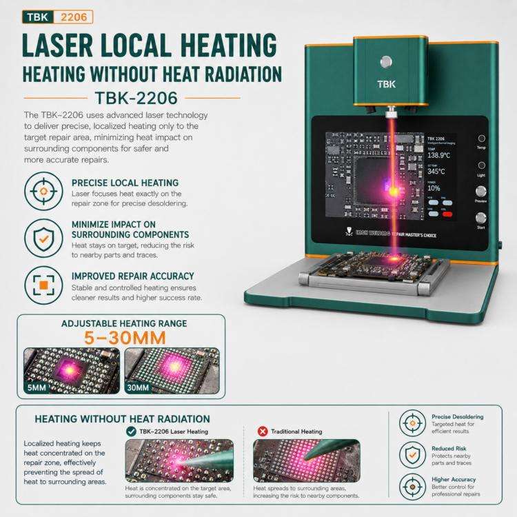 TBK TBK-2206 45W High-Power Intelligent Laser Desoldering Machine with HD Display, Plug:EU Plug