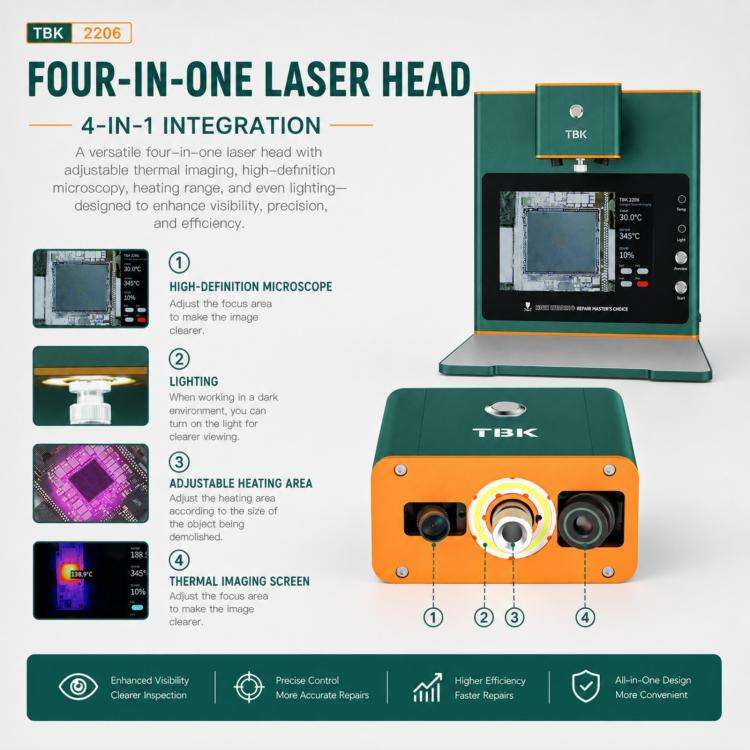 TBK TBK-2206 45W High-Power Intelligent Laser Desoldering Machine with HD Display, Plug:EU Plug
