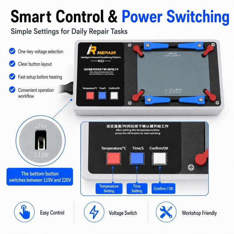 Mijing MS1 Intelligent Desoldering Platform for iPhone X-17 Pro Max, Plug:EU Plug