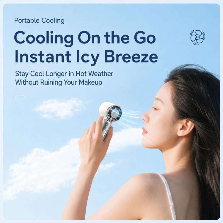 K813 Mini High Speed Cooling Fan with Digital Display(White)