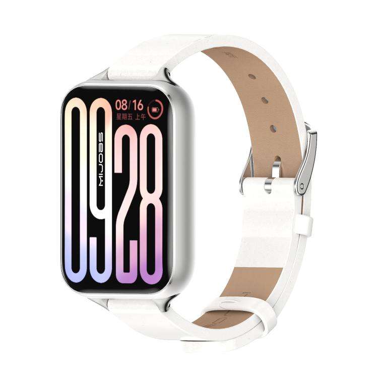 For Xiaomi Band 10 Pro / Redmi Watch 6 / 5 MIJOBS Microfiber Vegan Leather Watch Band(White Silver)