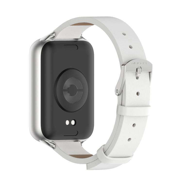For Xiaomi Band 10 Pro / Redmi Watch 6 / 5 MIJOBS Microfiber Vegan Leather Watch Band(White Silver)