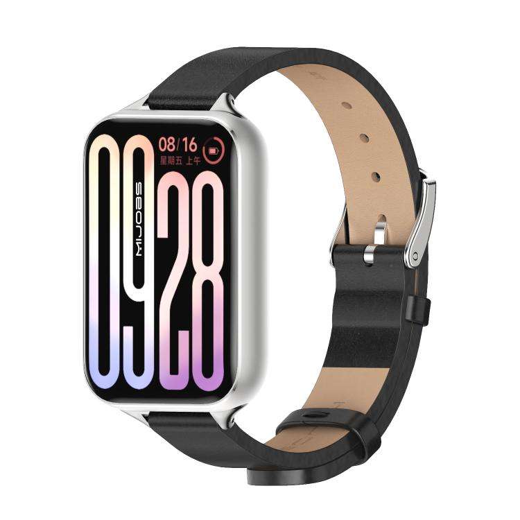 For Xiaomi Band 10 Pro / Redmi Watch 6 / 5 MIJOBS Microfiber Vegan Leather Watch Band(Black Silver)