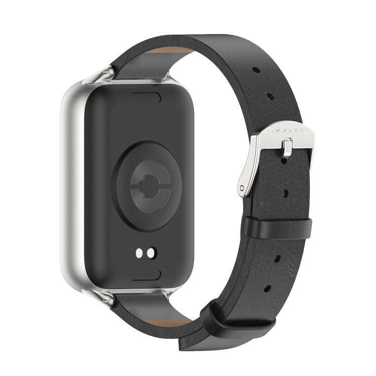 For Xiaomi Band 10 Pro / Redmi Watch 6 / 5 MIJOBS Microfiber Vegan Leather Watch Band(Black Silver)