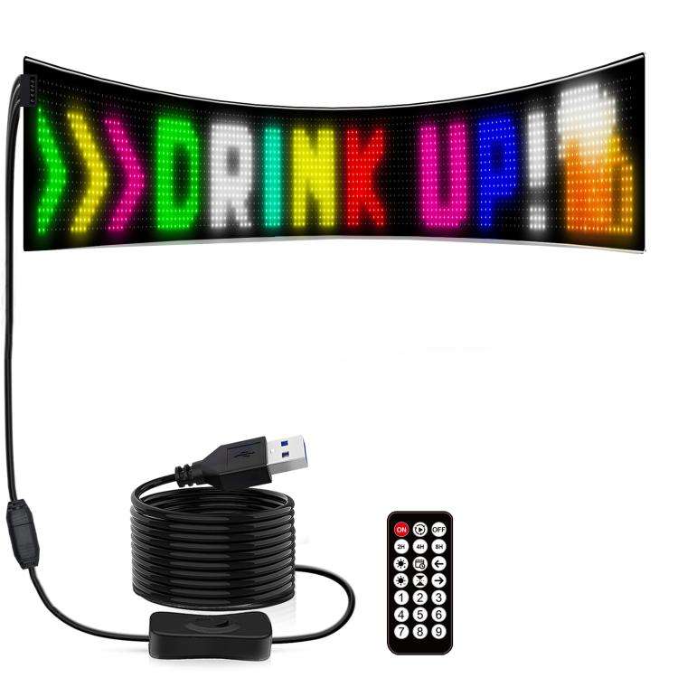 16 x 144 Pixels  Ultra-Thin Waterproof Programmable LED Flexible Matrix Display Screen, Plug:USB ...