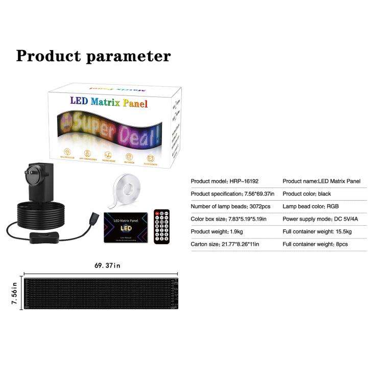 16 x 192 Pixels Ultra-Thin Waterproof Programmable LED Flexible Matrix Display Screen, Plug:US Plug