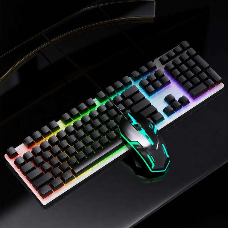 SHIPADOO D500 Colorful Illuminated Wired Keyboard Mouse Set(Word Transparency)