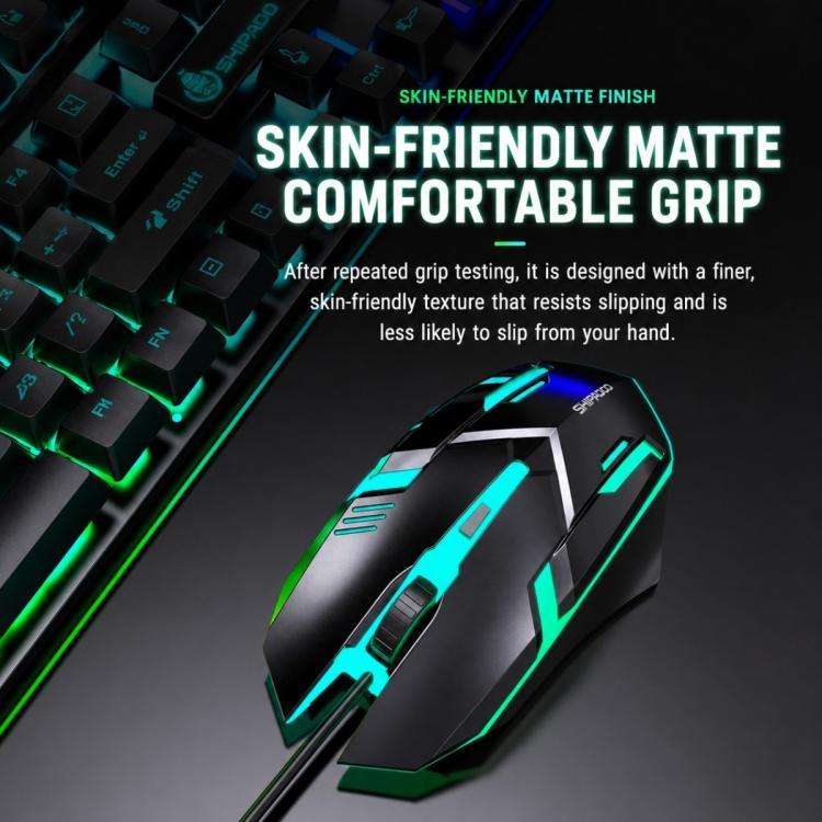 SHIPADOO D500 Colorful Illuminated Wired Keyboard Mouse Set(Word Transparency)