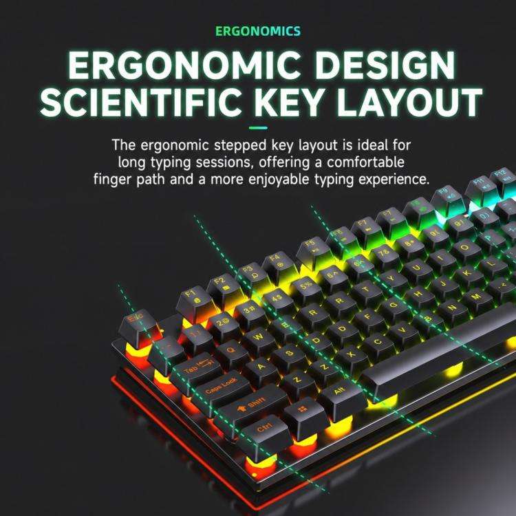 SHIPADOO D500 Colorful Illuminated Wired Keyboard Mouse Set(Black)