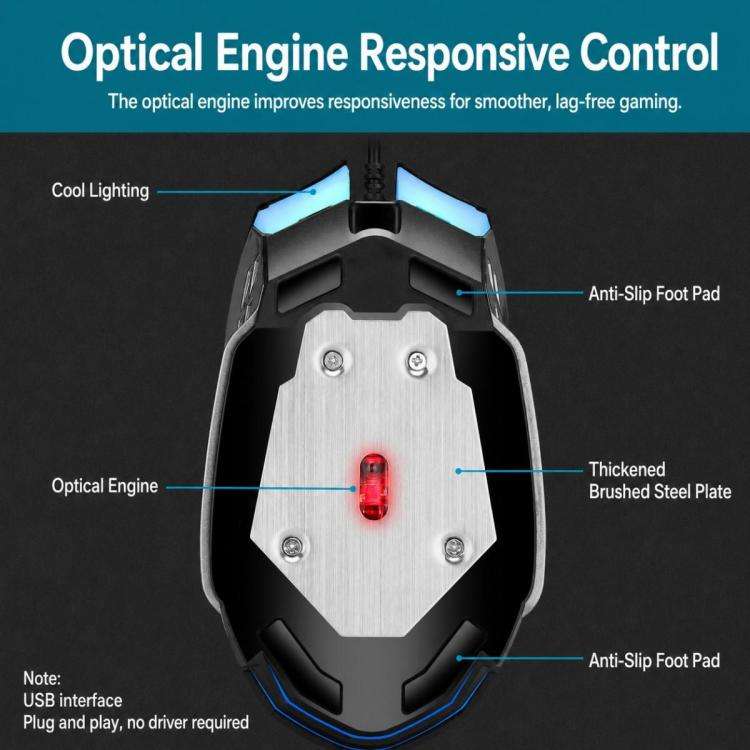 SHIPADOO G5 6D 3200DPI Gaming Mechanical USB Wired Mouse(Black)