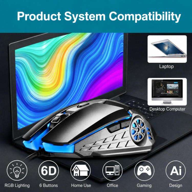SHIPADOO G5 6D 3200DPI Gaming Mechanical USB Wired Mouse(Black)