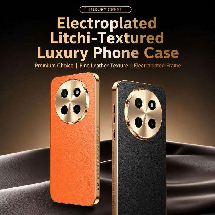 For Honor X80 Pro Max Electroplated Frame Litchi Texture PC + TPU Vegan Leather Phone Case(Black)