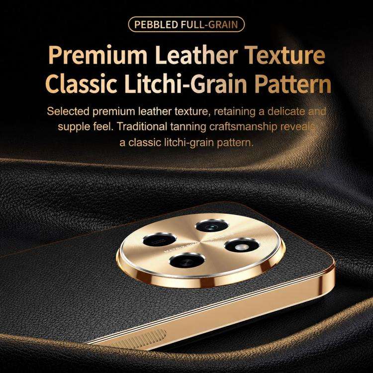 For Honor X80 Pro Max Electroplated Frame Litchi Texture PC + TPU Vegan Leather Phone Case(Black)