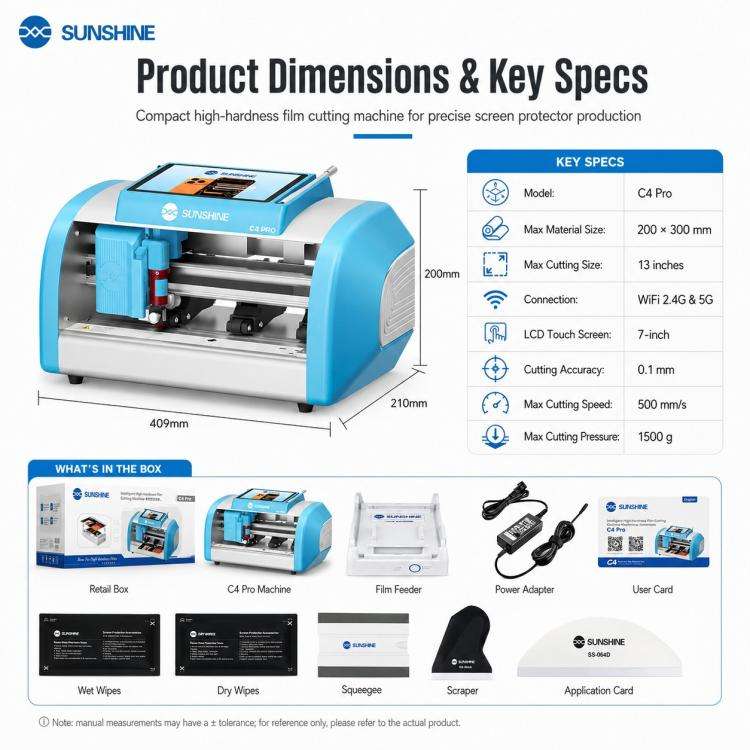 SUNSHINE C4 Pro 13-inch Intelligent High-Hardness Film Cutting Machine, Plug:EU Plug