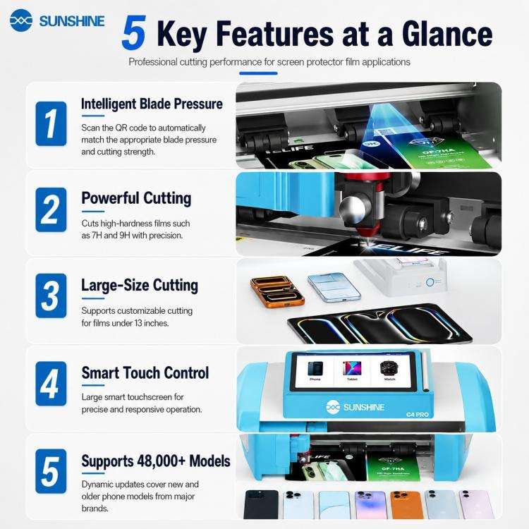 SUNSHINE C4 Pro 13-inch Intelligent High-Hardness Film Cutting Machine, Plug:EU Plug