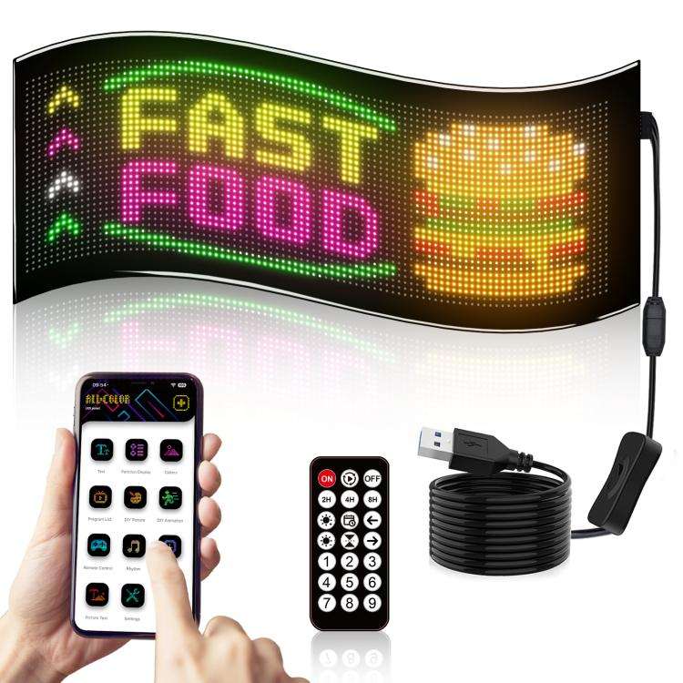 Double Row Ultra-Thin Waterproof LED Flexible Advertising Matrix Display Screen, Type:USB 32x96 P...