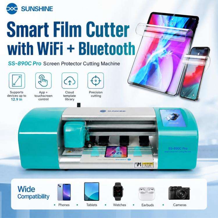 SUNSHINE SS-890C Pro 12.9-inch Flexible Hydrogel Film Dual Intelligent Auto Cutting Machine, Plug...