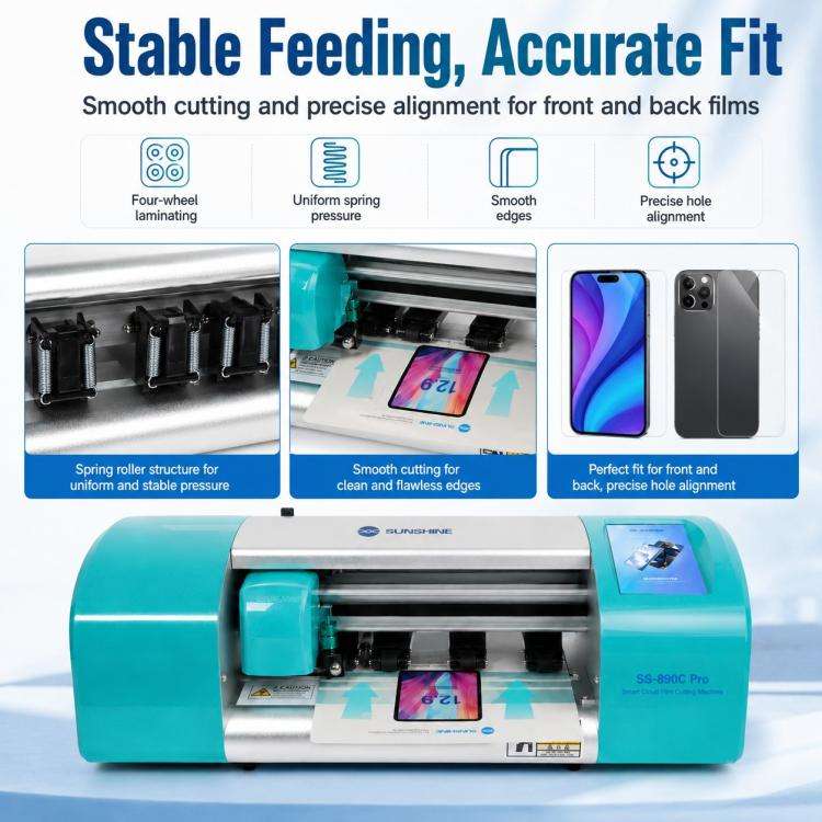 SUNSHINE SS-890C Pro 12.9-inch Flexible Hydrogel Film Dual Intelligent Auto Cutting Machine, Plug...