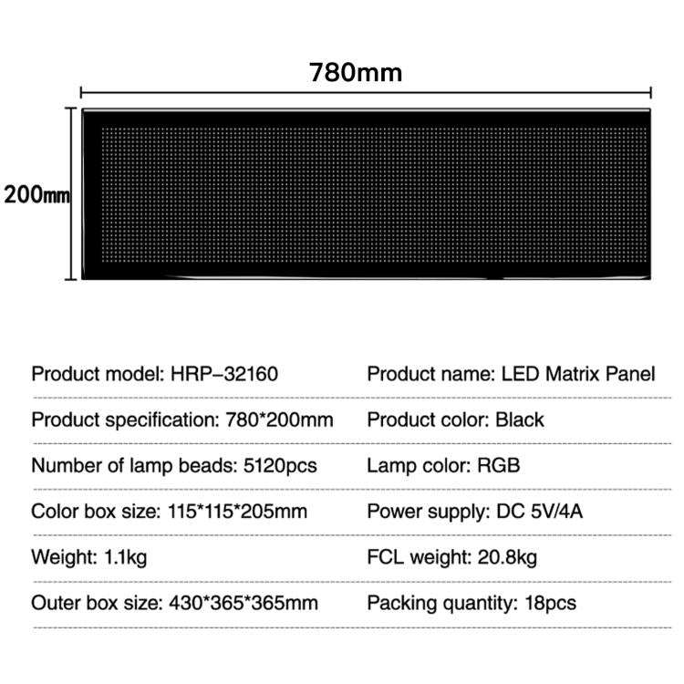 32x160 Pixels Double Row Ultra-Thin Waterproof LED Flexible Advertising Matrix Display Screen(US ...